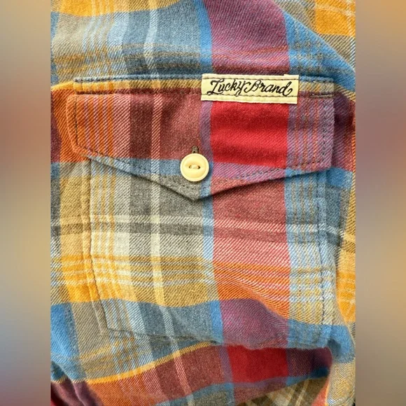Lucky Brand Men's Plaid Flannel Western Pearl Snap Shirt Y2K Vintage Core Large - Picture 4 of 6